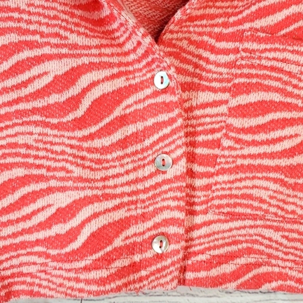Zara Coral Zebra Print Crop Style Collared Blazer Abalone Buttons Size XS Y2K - Picture 4 of 13